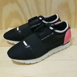 Balenciaga Race Runner Leather Mesh Black/Pink Women’s Sneacker Sz 40 ( 9 1/2)